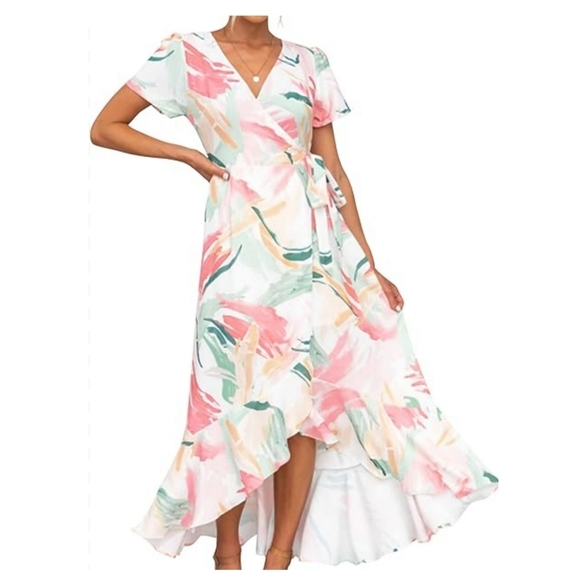 Zesica Boho Floral Wrap Maxi Dress Size Small - Picture 10 of 10